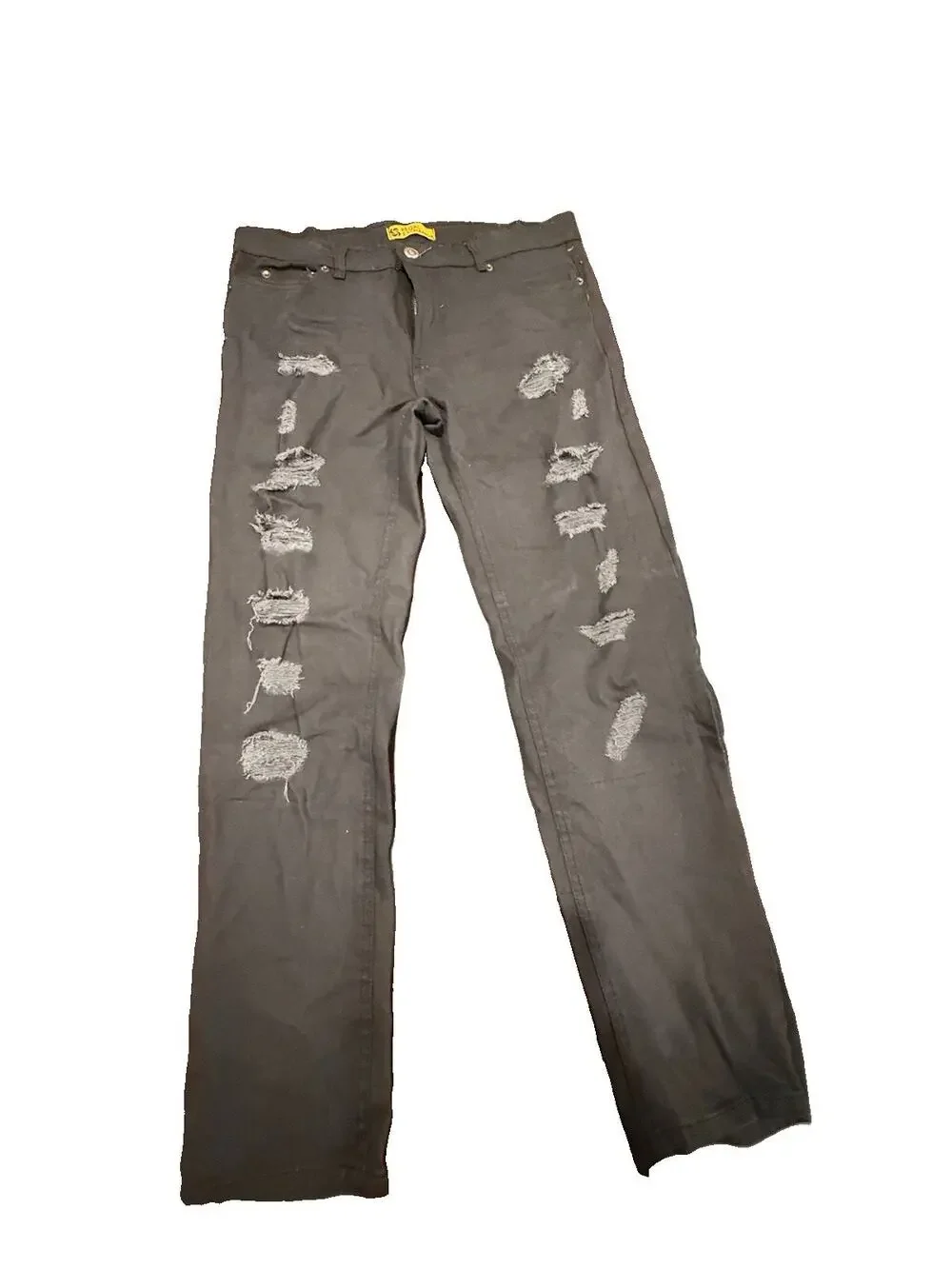 Regal Exchange Mens Jeans 34x30 Black Distressed Ripped Stretch Denim Pants